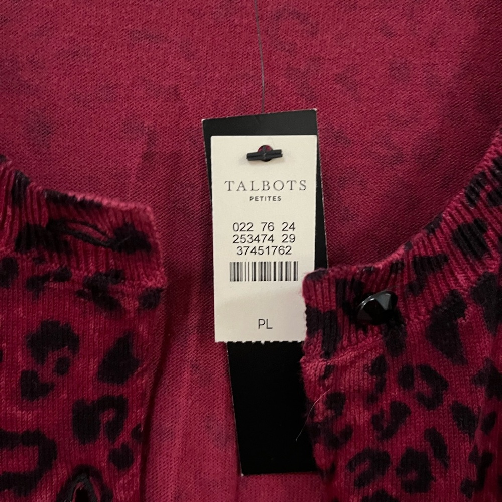 Talbots Pink Animal Print Cardigan - Picture 5 of 6